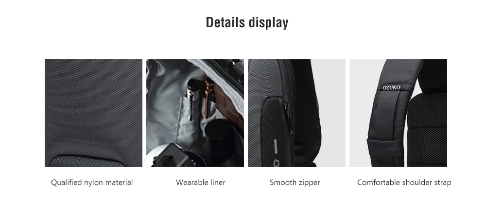 Ozuko Men's Shoulder Bag Anti-theft Chest Bag Casual Waterproof Oxford Cloth- Dark Gray Ozuko Men's Shoulder Bag Anti-theft Chest Bag Casual Waterproof Oxford Cloth- Dark Gray