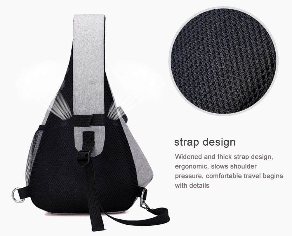 HUWAIJIANFENG Waterproof Men Canvas Chest Bag with USB Charging Port- Gray Goose HUWAIJIANFENG Waterproof Men Canvas Chest Bag with USB Charging Port- Gray Goose