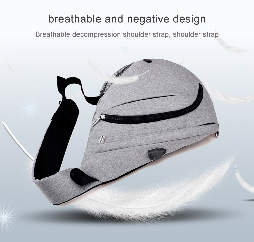HUWAIJIANFENG Waterproof Men Canvas Chest Bag with USB Charging Port- Gray Goose HUWAIJIANFENG Waterproof Men Canvas Chest Bag with USB Charging Port- Gray Goose