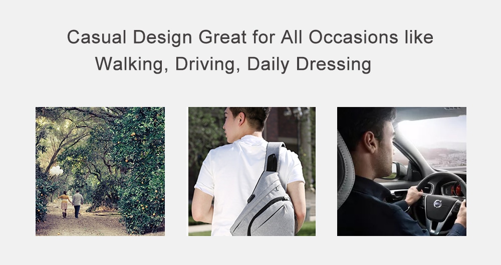 HUWAIJIANFENG Waterproof Men Canvas Chest Bag with USB Charging Port- Gray Goose HUWAIJIANFENG Waterproof Men Canvas Chest Bag with USB Charging Port- Gray Goose