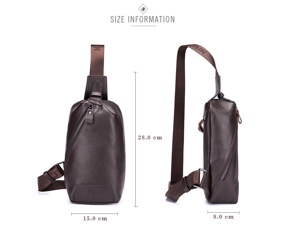 BULLCAPTAIN Leisure Genuine Leather Chest Bag for Men- Dun BULLCAPTAIN Leisure Genuine Leather Chest Bag for Men- Dun