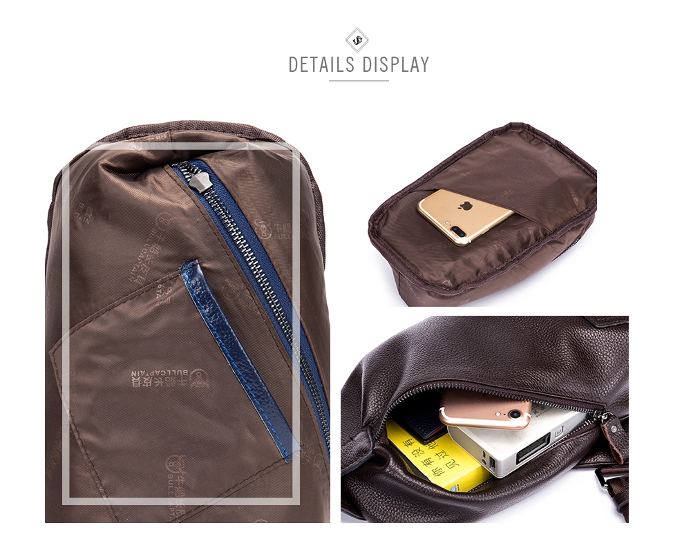 BULLCAPTAIN Leisure Genuine Leather Chest Bag for Men- Dun BULLCAPTAIN Leisure Genuine Leather Chest Bag for Men- Dun
