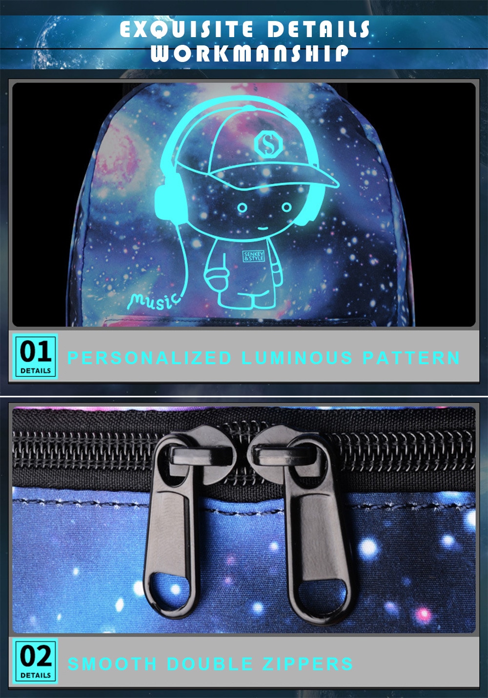 Stylish Durable Breathable Luminous Laptop Backpack for Men- Sky Blue Stylish Durable Breathable Luminous Laptop Backpack for Men- Sky Blue