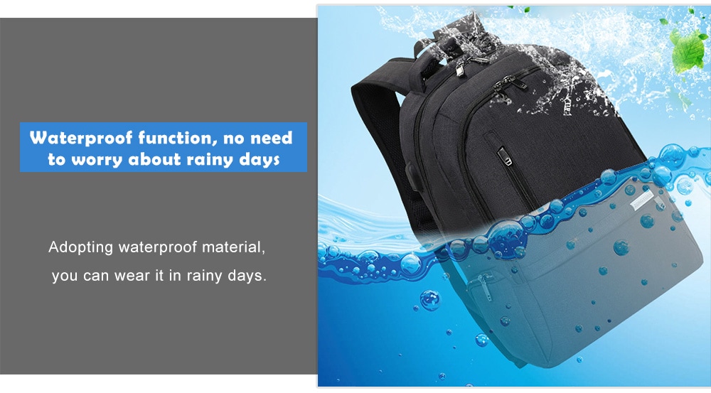Men Classic Water Resistant School Backpack- Black Men Classic Water Resistant School Backpack- Black