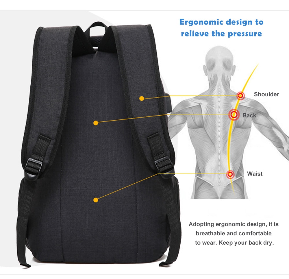 Men Classic Water Resistant School Backpack- Black Men Classic Water Resistant School Backpack- Black