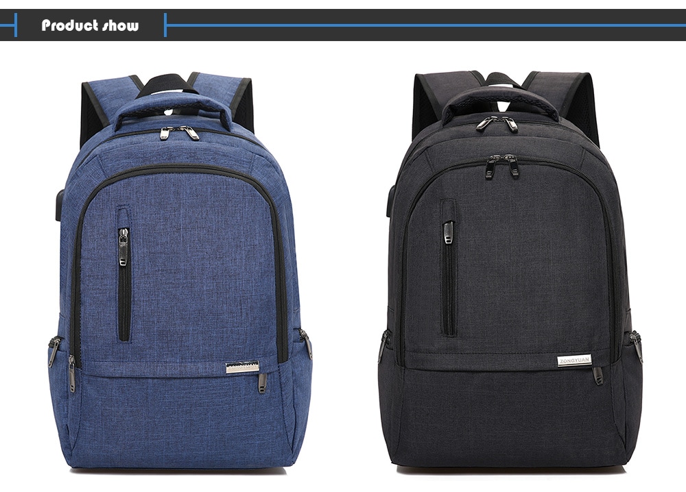Men Classic Water Resistant School Backpack- Black Men Classic Water Resistant School Backpack- Black