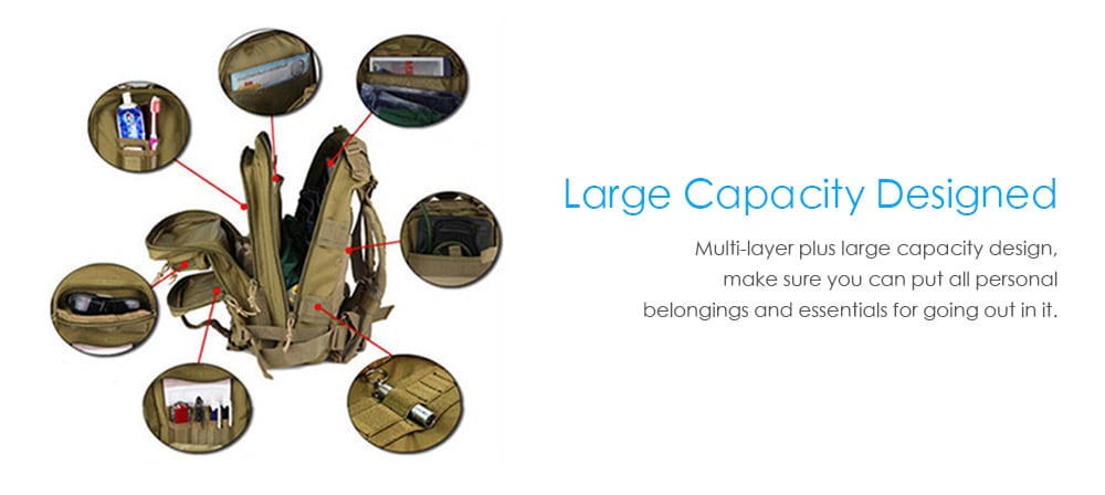 Outdoor Sports Climbing Camouflage Tactical Backpack- Black Outdoor Sports Climbing Camouflage Tactical Backpack- Black