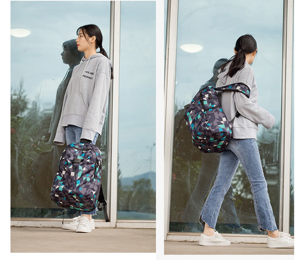 Water Resistance Fashion Lattice Backpack- Black Water Resistance Fashion Lattice Backpack- Black