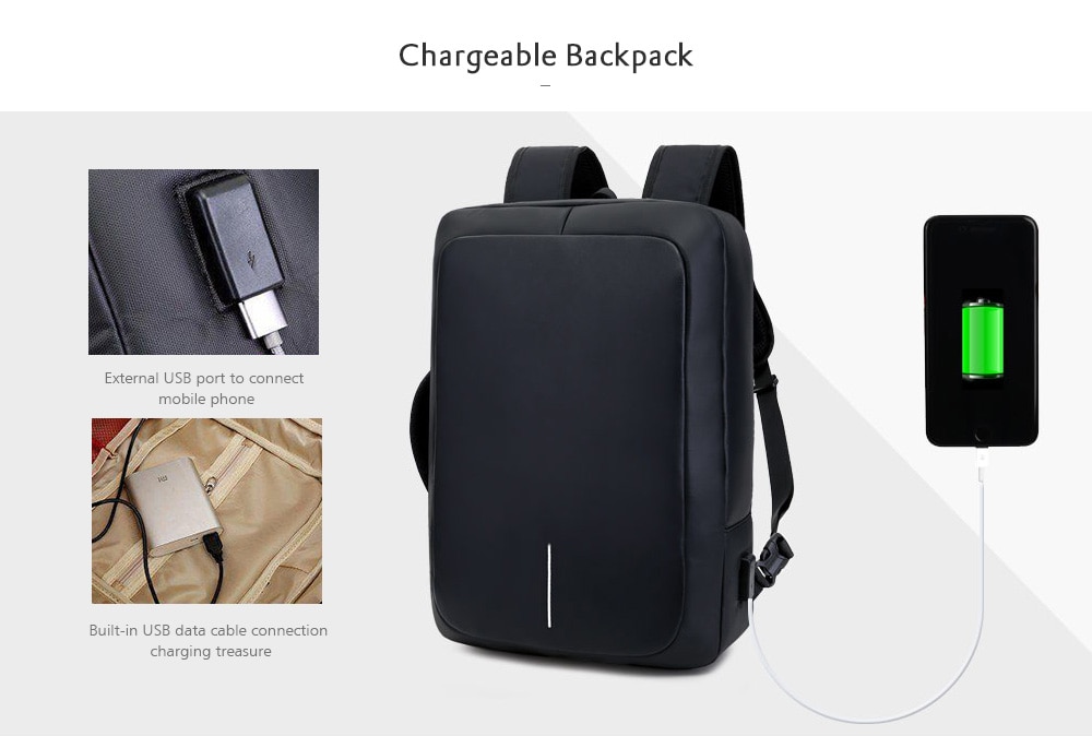 Business Backpack 17 inch Laptop Anti-theft Bag with USB Charging Port- Black Business Backpack 17 inch Laptop Anti-theft Bag with USB Charging Port- Black