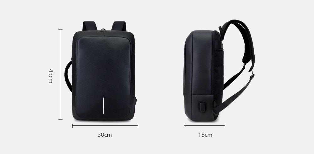 Business Backpack 17 inch Laptop Anti-theft Bag with USB Charging Port- Black Business Backpack 17 inch Laptop Anti-theft Bag with USB Charging Port- Black