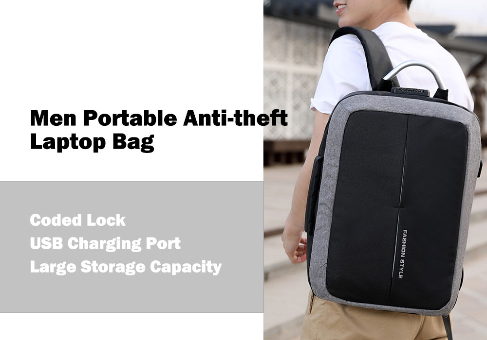 Trendy Anti-theft USB Backpack Portable Men Laptop Handbag- Dark Slate Blue Trendy Anti-theft USB Backpack Portable Men Laptop Handbag- Dark Slate Blue