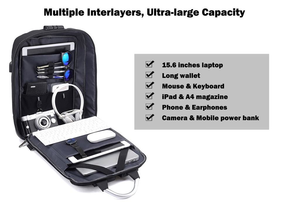 Trendy Anti-theft USB Backpack Portable Men Laptop Handbag- Dark Slate Blue Trendy Anti-theft USB Backpack Portable Men Laptop Handbag- Dark Slate Blue