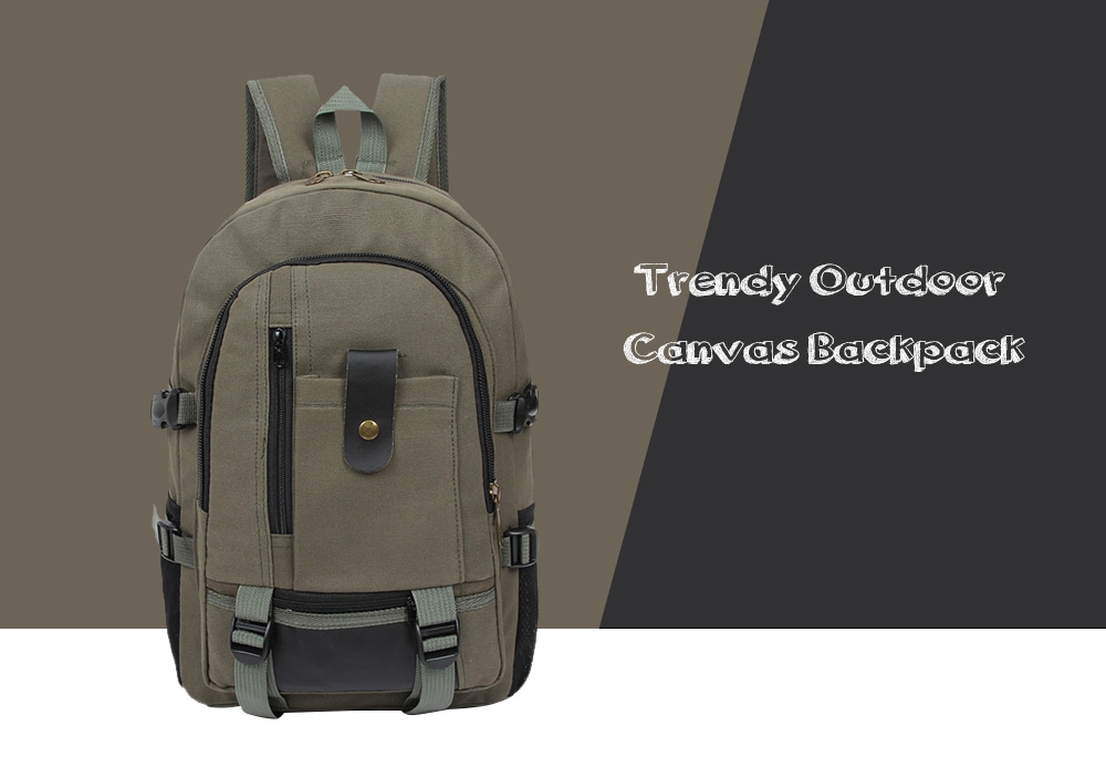 Trendy Outdoor Large Capacity Canvas Backpack for Men- Army Green Trendy Outdoor Large Capacity Canvas Backpack for Men- Army Green