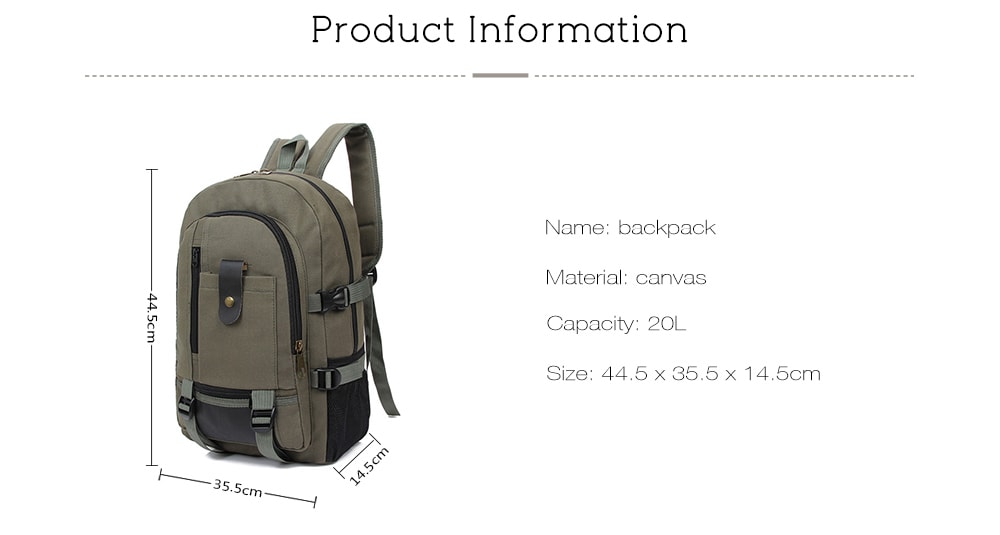 Trendy Outdoor Large Capacity Canvas Backpack for Men- Army Green Trendy Outdoor Large Capacity Canvas Backpack for Men- Army Green