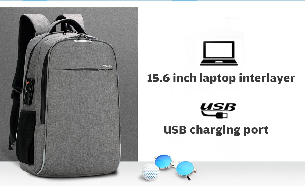 AUGUR Leisure Anti-theft Laptop Travel Backpack with USB Charging Port- Dark Gray AUGUR Leisure Anti-theft Laptop Travel Backpack with USB Charging Port- Dark Gray