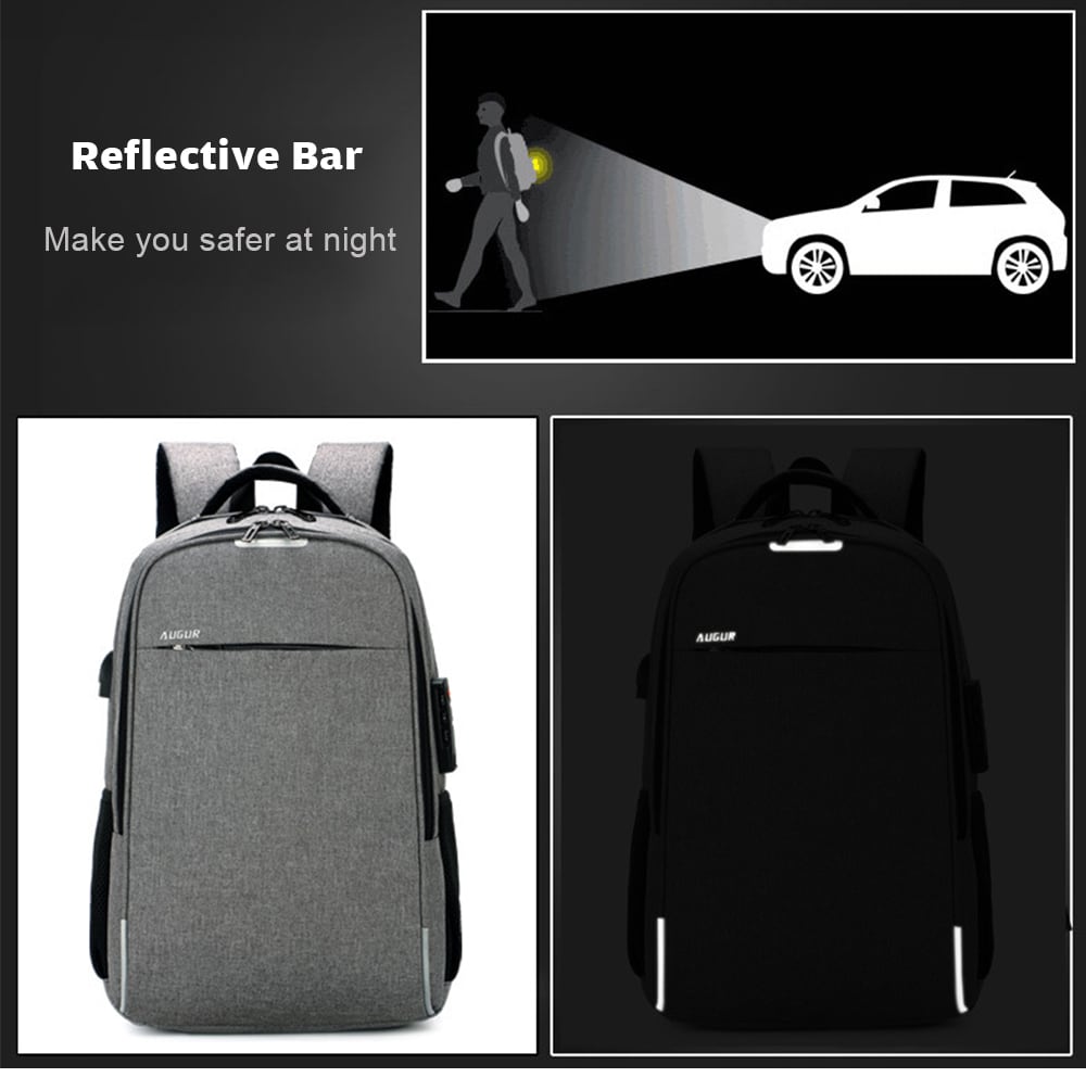 AUGUR Leisure Anti-theft Laptop Travel Backpack with USB Charging Port- Dark Gray AUGUR Leisure Anti-theft Laptop Travel Backpack with USB Charging Port- Dark Gray