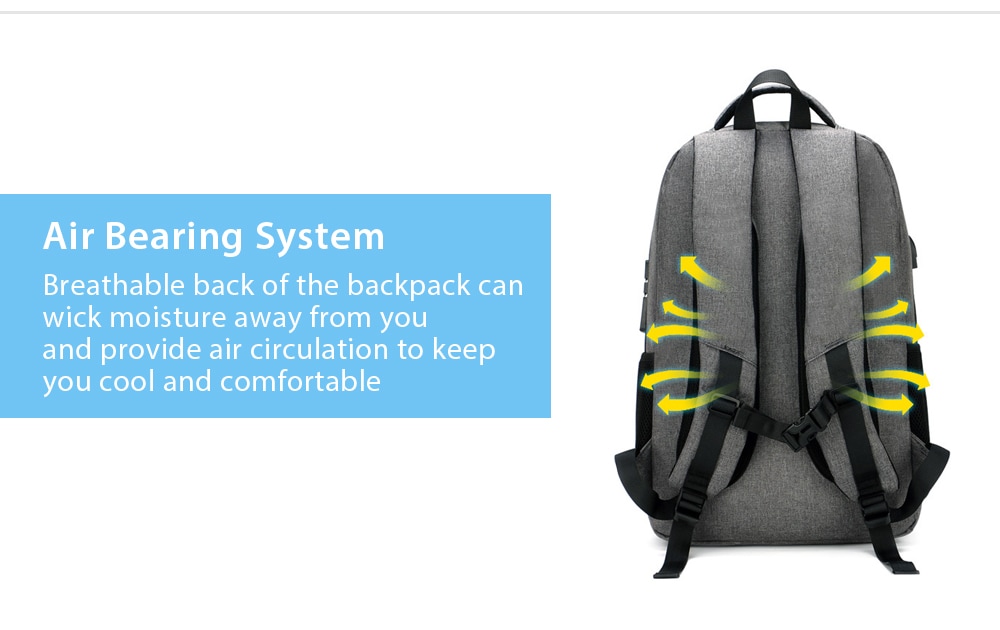 AUGUR Leisure Anti-theft Laptop Travel Backpack with USB Charging Port- Dark Gray AUGUR Leisure Anti-theft Laptop Travel Backpack with USB Charging Port- Dark Gray