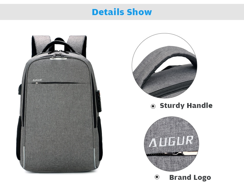 AUGUR Leisure Anti-theft Laptop Travel Backpack with USB Charging Port- Dark Gray AUGUR Leisure Anti-theft Laptop Travel Backpack with USB Charging Port- Dark Gray