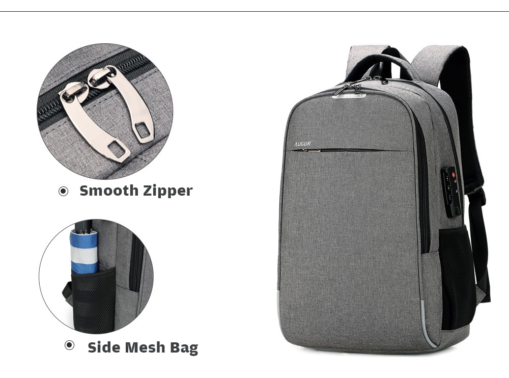 AUGUR Leisure Anti-theft Laptop Travel Backpack with USB Charging Port- Dark Gray AUGUR Leisure Anti-theft Laptop Travel Backpack with USB Charging Port- Dark Gray