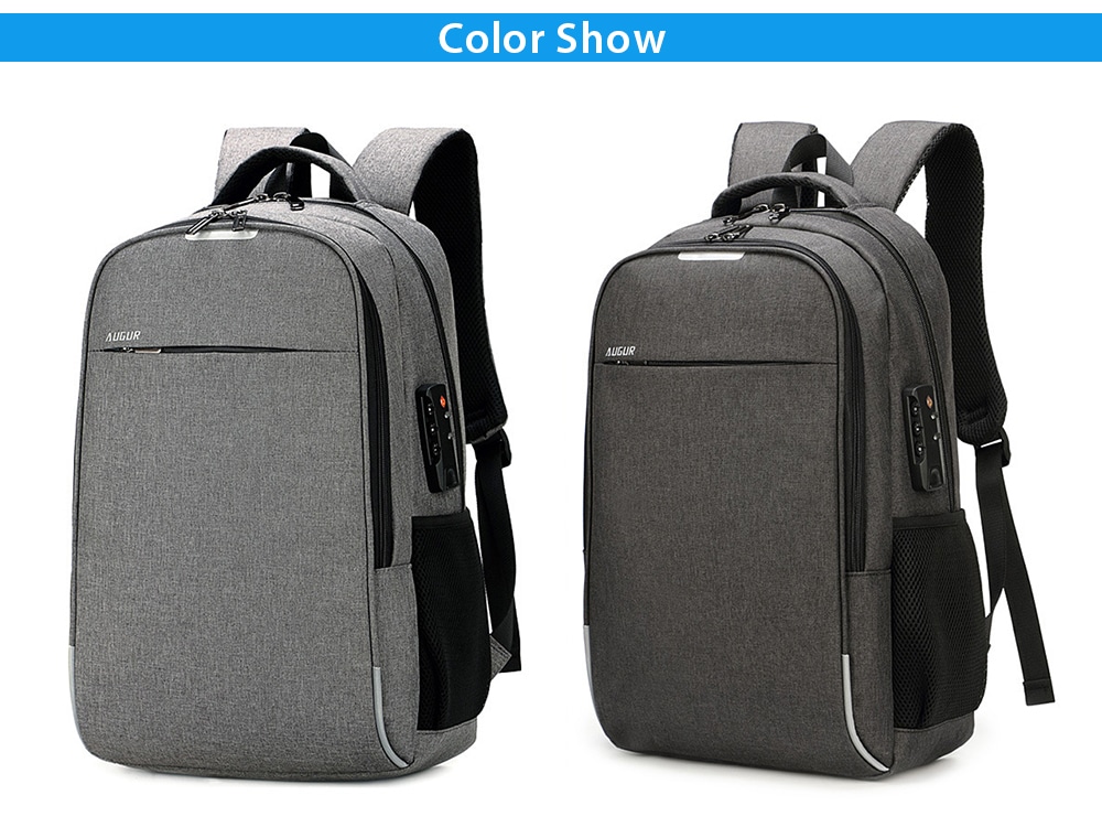 AUGUR Leisure Anti-theft Laptop Travel Backpack with USB Charging Port- Dark Gray AUGUR Leisure Anti-theft Laptop Travel Backpack with USB Charging Port- Dark Gray