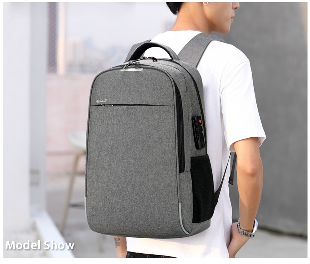 AUGUR Leisure Anti-theft Laptop Travel Backpack with USB Charging Port- Dark Gray AUGUR Leisure Anti-theft Laptop Travel Backpack with USB Charging Port- Dark Gray
