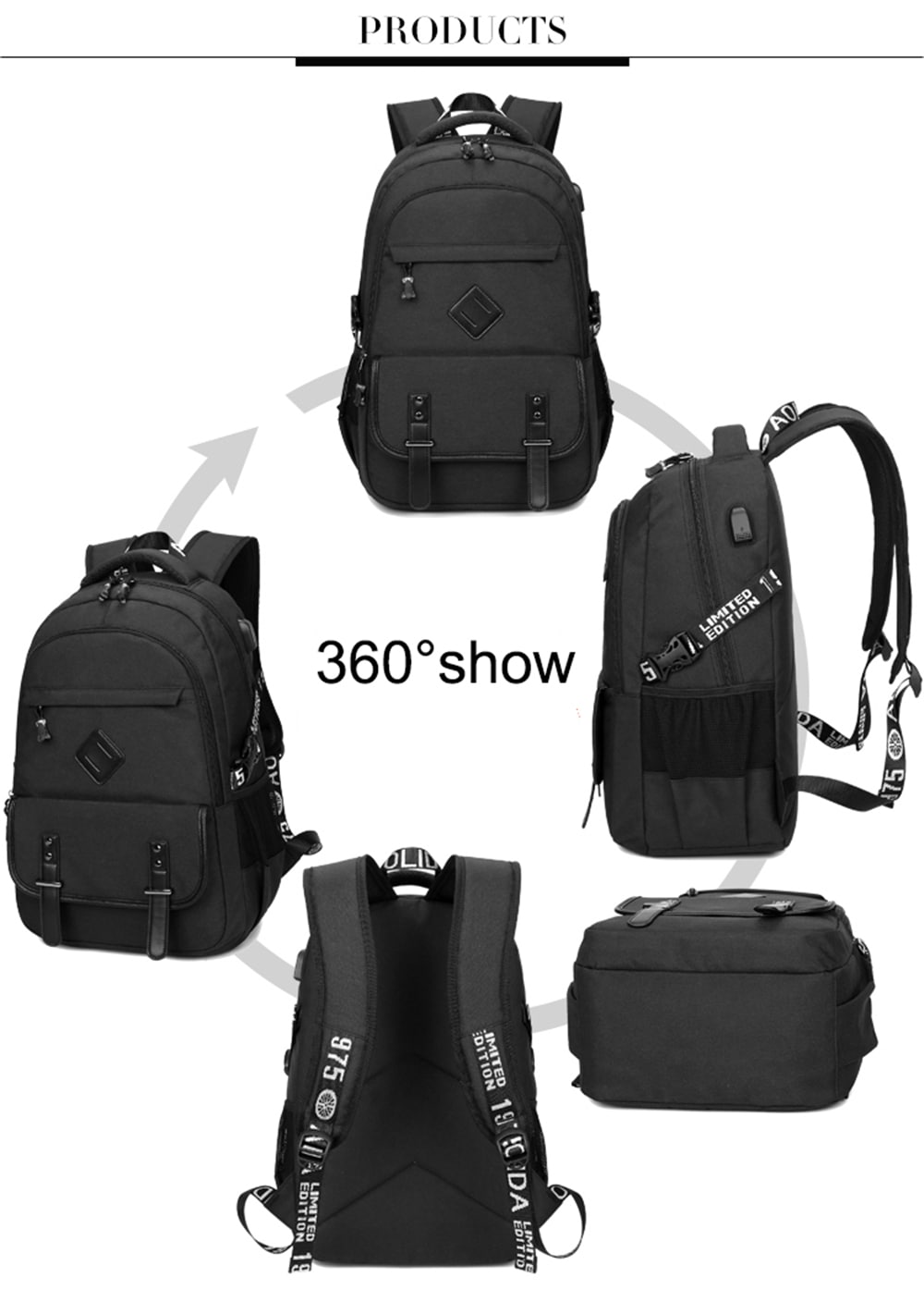 New Backpacks Men'S USB Oxford Waterproof Schoolbag Travel Computer Backpack- Black New Backpacks Men'S USB Oxford Waterproof Schoolbag Travel Computer Backpack- Black