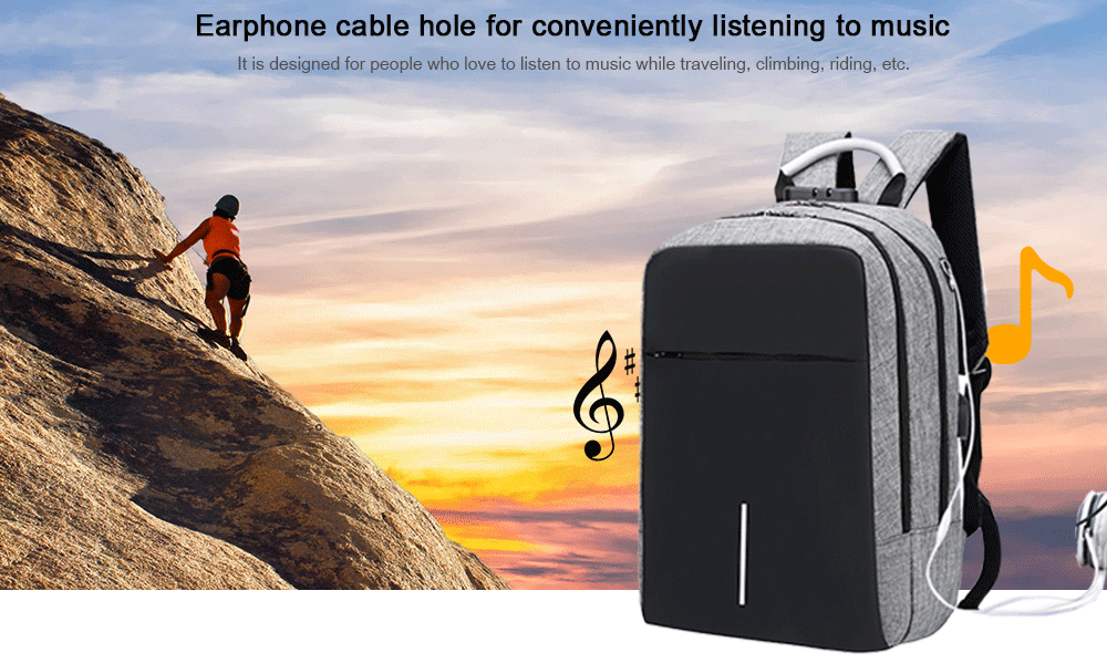 Men Fashion Laptop Backpack with USB Port- Gray Men Fashion Laptop Backpack with USB Port- Gray