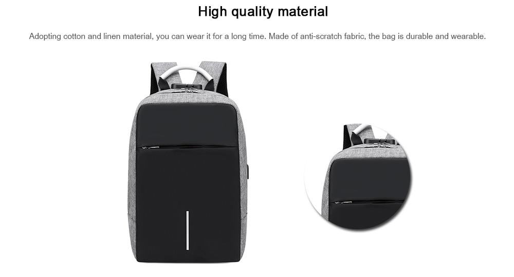 Men Fashion Laptop Backpack with USB Port- Gray Men Fashion Laptop Backpack with USB Port- Gray