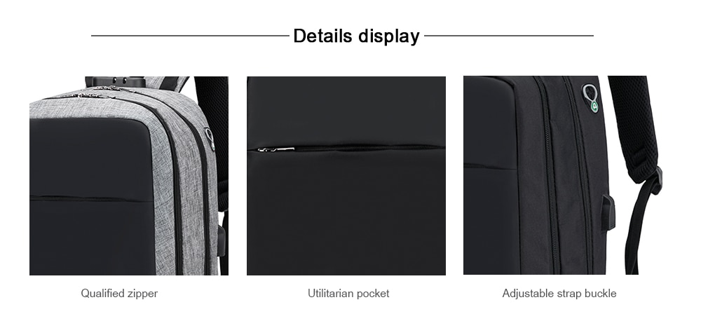 Men Fashion Laptop Backpack with USB Port- Gray Men Fashion Laptop Backpack with USB Port- Gray