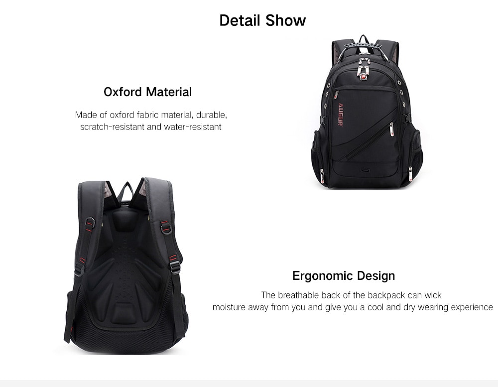 AUGUR Large Capacity Durable Oxford Backpack for Men- Black AUGUR Large Capacity Durable Oxford Backpack for Men- Black