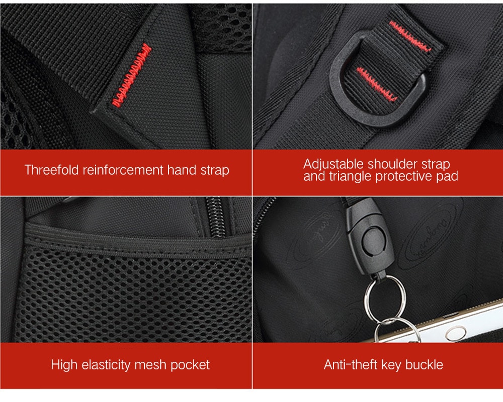 AUGUR Large Capacity Durable Oxford Backpack for Men- Black AUGUR Large Capacity Durable Oxford Backpack for Men- Black