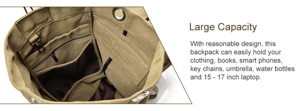 Outdoor Large Capacity Multifunctional Canvas Backpack- Wood Outdoor Large Capacity Multifunctional Canvas Backpack- Wood