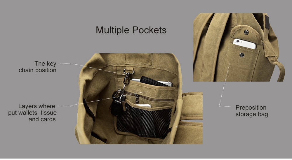 Outdoor Large Capacity Multifunctional Canvas Backpack- Wood Outdoor Large Capacity Multifunctional Canvas Backpack- Wood