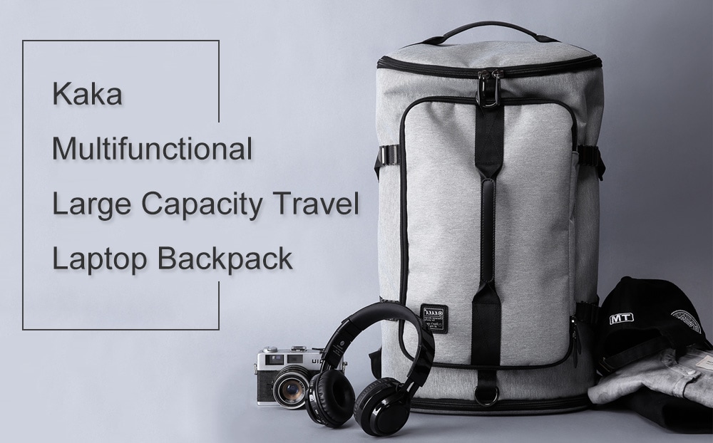 Kaka Trendy Multifunctional Large Capacity Travel Laptop Backpack- Light Gray Kaka Trendy Multifunctional Large Capacity Travel Laptop Backpack- Light Gray