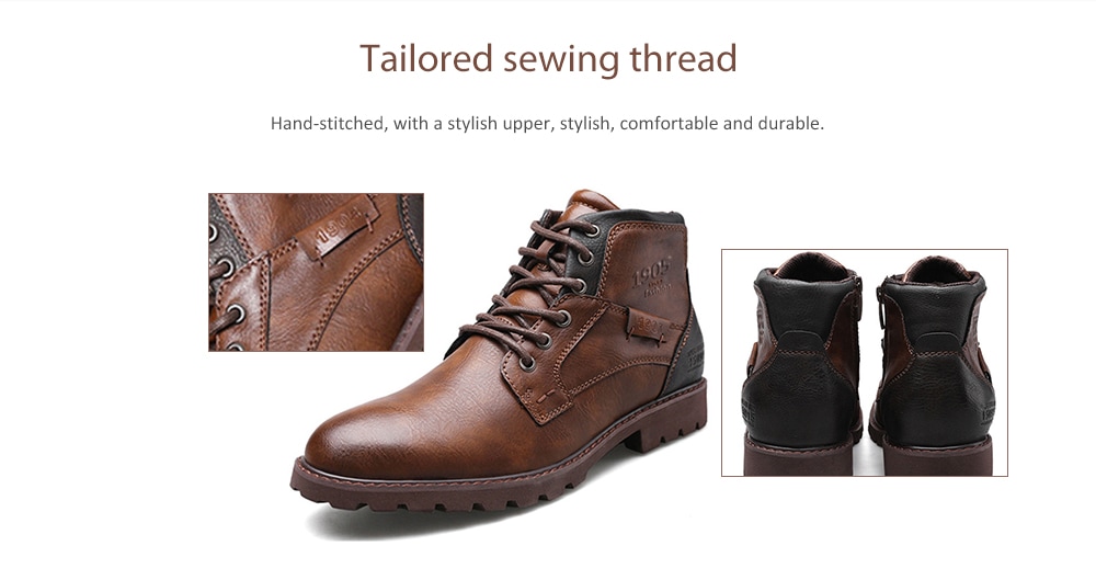 Men'S Zipper Short Boots Autumn and Winter High Help Tooling Boots Plus Size- Brown EU 43 Men'S Zipper Short Boots Autumn and Winter High Help Tooling Boots Plus Size- Brown EU 43