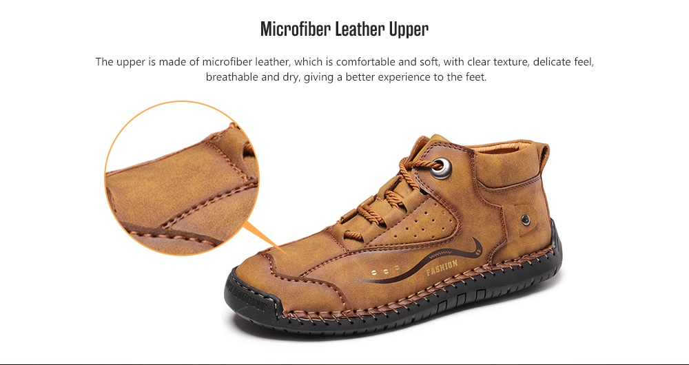 Men's Outdoor Hiking Casual Boots Autumn Winter Handmade Plus Velvet Warm Lightweight Non-slip Shoes- Orange Gold EU 43 Men's Outdoor Hiking Casual Boots Autumn Winter Handmade Plus Velvet Warm Lightweight Non-slip Shoes- Orange Gold EU 43