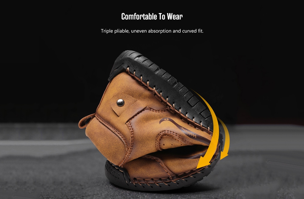 Men's Outdoor Hiking Casual Boots Autumn Winter Handmade Plus Velvet Warm Lightweight Non-slip Shoes- Orange Gold EU 43 Men's Outdoor Hiking Casual Boots Autumn Winter Handmade Plus Velvet Warm Lightweight Non-slip Shoes- Orange Gold EU 43