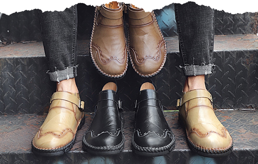 AILADUN Men's Unique Ring Decor Shoes Slip-on Heavy-bottomed Non-slip Outdoor Footwear- Dark Khaki EU 42 AILADUN Men's Unique Ring Decor Shoes Slip-on Heavy-bottomed Non-slip Outdoor Footwear- Dark Khaki EU 42