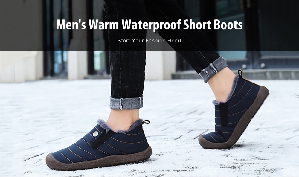 Men's Warm Waterproof Short Boots Furry Winter Shoes Anti-collision Toe- Deep Blue EU 42 Men's Warm Waterproof Short Boots Furry Winter Shoes Anti-collision Toe- Deep Blue EU 42