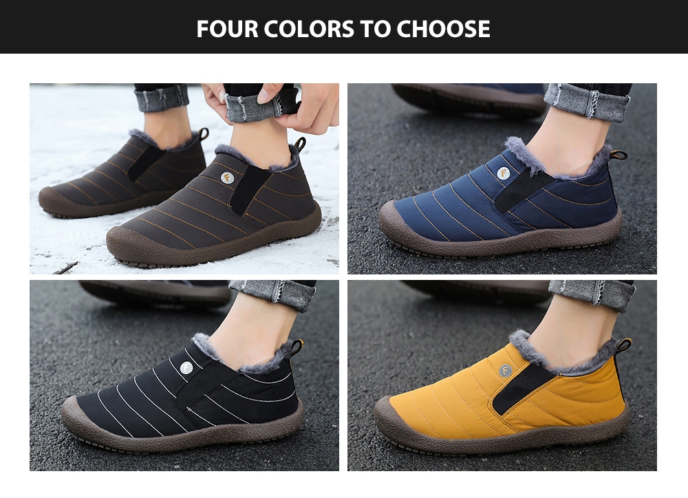 Men's Warm Waterproof Short Boots Furry Winter Shoes Anti-collision Toe- Deep Blue EU 42 Men's Warm Waterproof Short Boots Furry Winter Shoes Anti-collision Toe- Deep Blue EU 42
