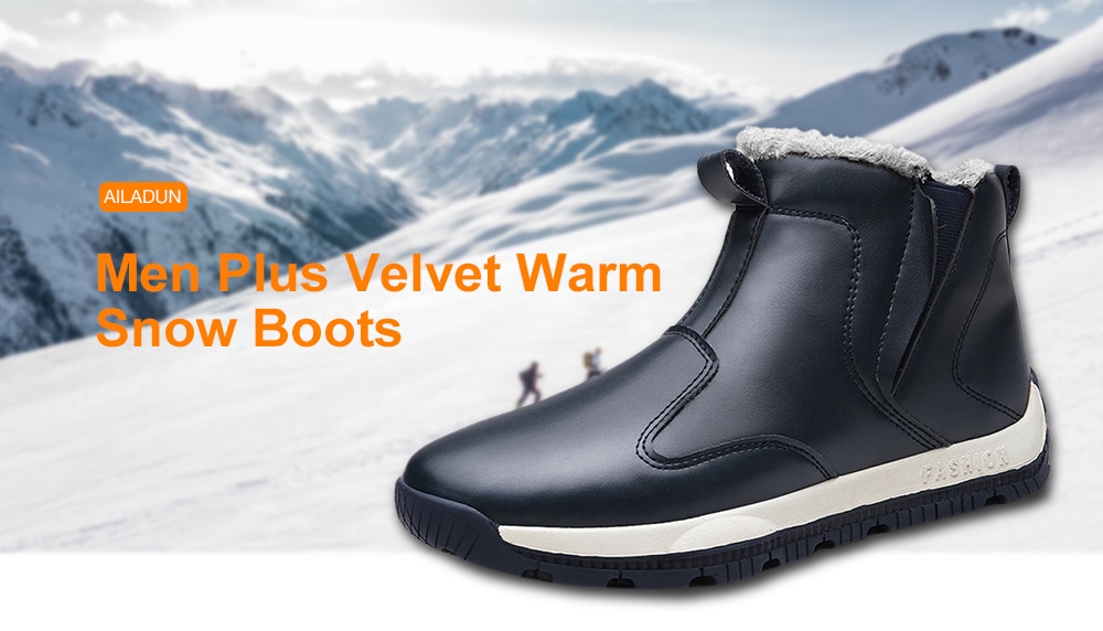 AILADUN Men Plus Velvet Warm Snow Boots Leather Padded Shoes Big Yards- Black EU 42 AILADUN Men Plus Velvet Warm Snow Boots Leather Padded Shoes Big Yards- Black EU 42