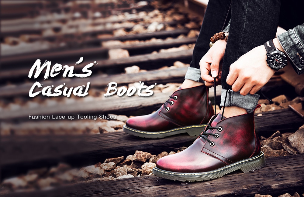 Men's Casual Brush-off Boots Fashion Tooling Shoe Lace Up- Black EU 44 Men's Casual Brush-off Boots Fashion Tooling Shoe Lace Up- Black EU 44