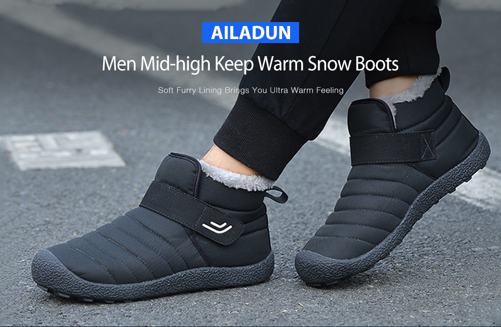 AILADUN Men Mid-high Keep Warm Snow Boots Large Size Casual Outdoor Shoes- Black EU 42 AILADUN Men Mid-high Keep Warm Snow Boots Large Size Casual Outdoor Shoes- Black EU 42