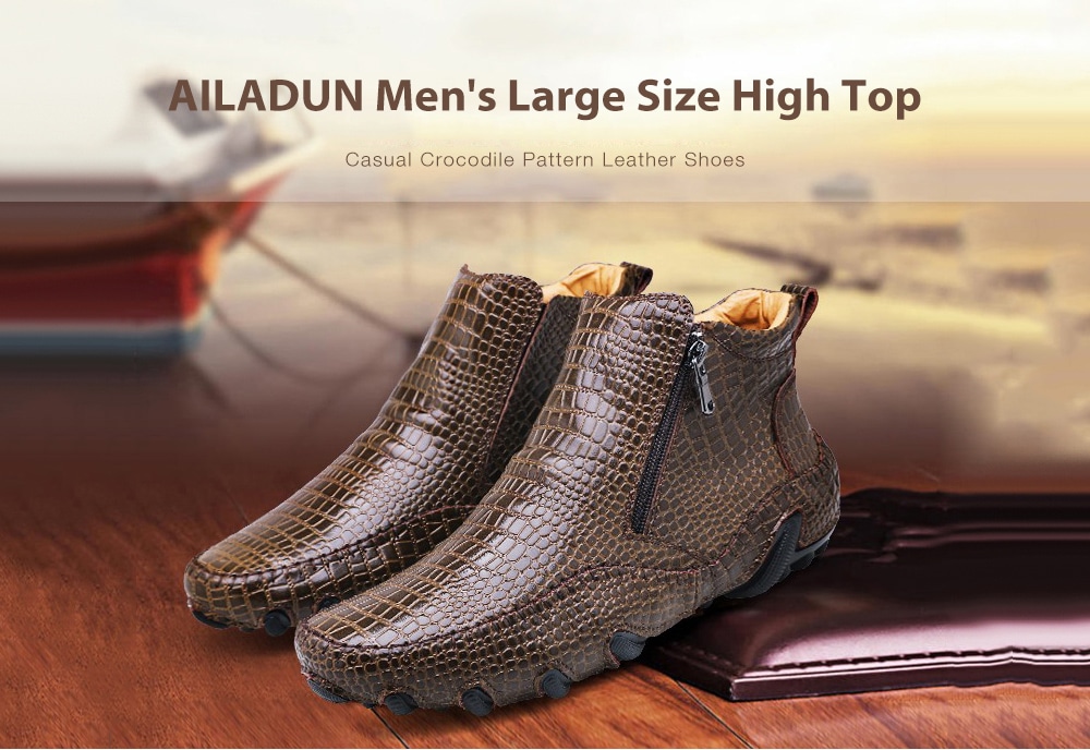 AILADUN Men's Large Size High Top Casual Crocodile Pattern Shoes- Black EU 47 AILADUN Men's Large Size High Top Casual Crocodile Pattern Shoes- Black EU 47