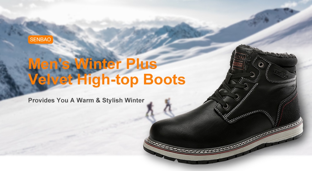 SENBAO Men's Winter Plus Velvet High-top Boots Outdoor Keep Warm Shoes- Deep Brown EU 42 SENBAO Men's Winter Plus Velvet High-top Boots Outdoor Keep Warm Shoes- Deep Brown EU 42