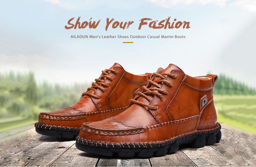 AILADUN Men's Shoes Outdoor Casual Martin Boots Leather - Brown EU 42 AILADUN Men's Shoes Outdoor Casual Martin Boots Leather - Brown EU 42