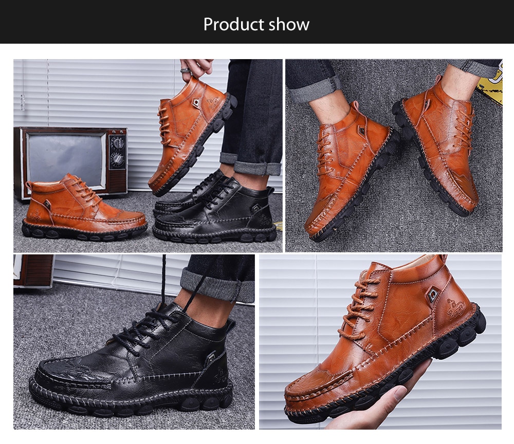 AILADUN Men's Shoes Outdoor Casual Martin Boots Leather - Brown EU 42 AILADUN Men's Shoes Outdoor Casual Martin Boots Leather - Brown EU 42