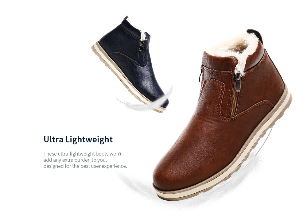 Male Plus Velvet Warm Winter Boots Casual Simple Stylish Shoes Zipper- Brown EU 41 Male Plus Velvet Warm Winter Boots Casual Simple Stylish Shoes Zipper- Brown EU 41