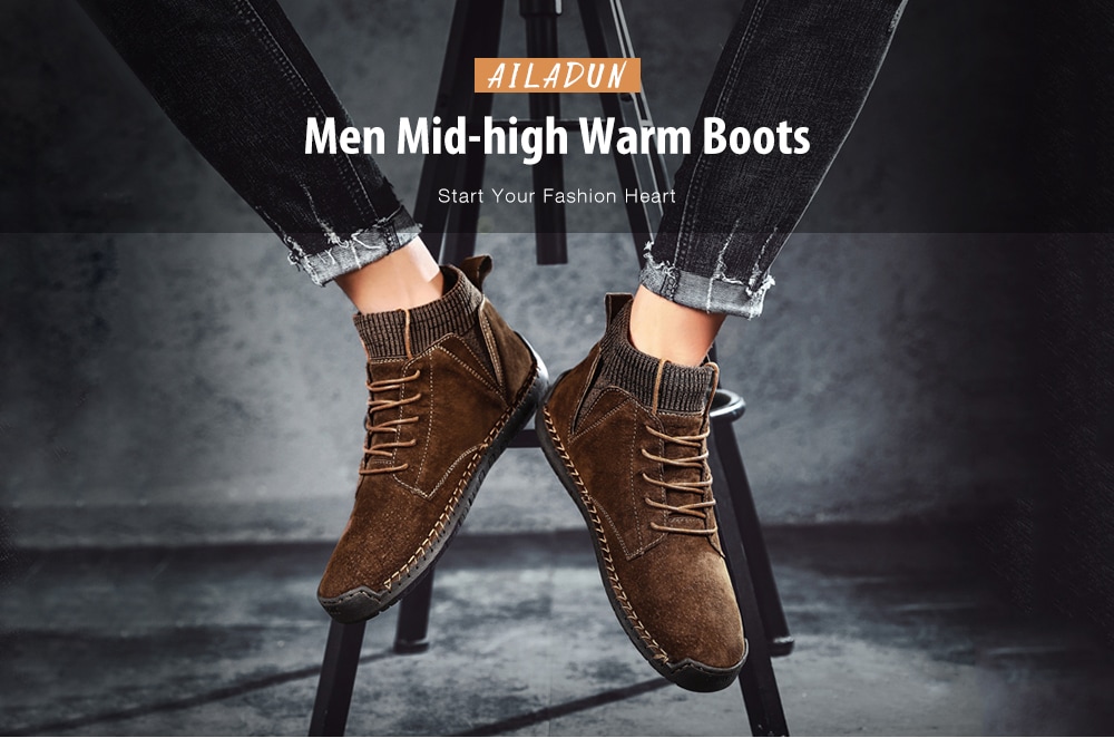 AILADUN Men Mid-high Warm Boots Outdoor Leisure Shoes Socks Mouth- Light Khaki EU 43 AILADUN Men Mid-high Warm Boots Outdoor Leisure Shoes Socks Mouth- Light Khaki EU 43