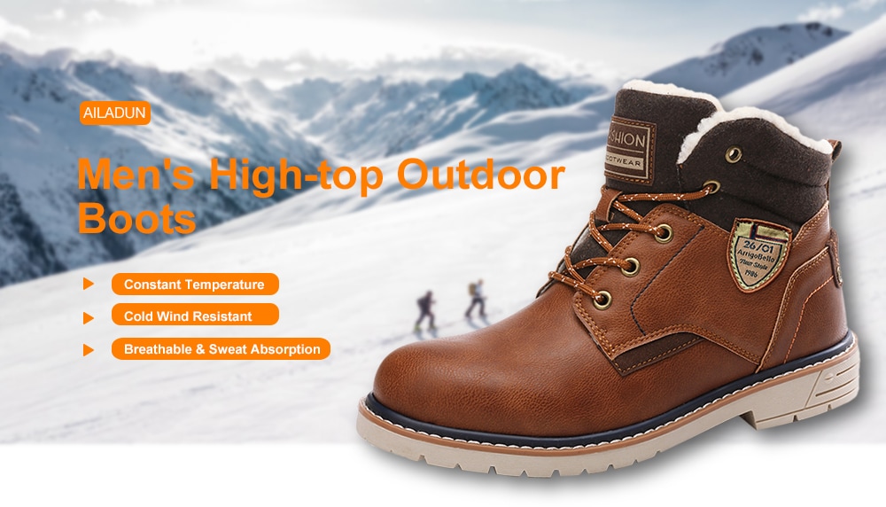 AILADUN Men's High-top Outdoor Boots Casual Stitching PU Keep Warm Shoes- Light Brown EU 42 AILADUN Men's High-top Outdoor Boots Casual Stitching PU Keep Warm Shoes- Light Brown EU 42